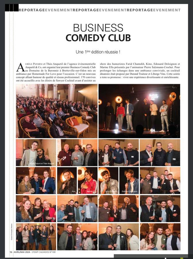 Article de presse sur le Business Comedy Club